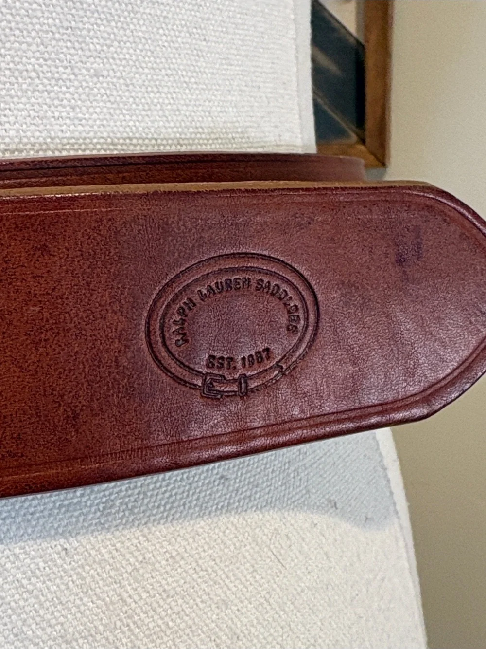 Vintage Ralph Lauren Saddlers Brown Leather Belt with Brass Buckle size Small